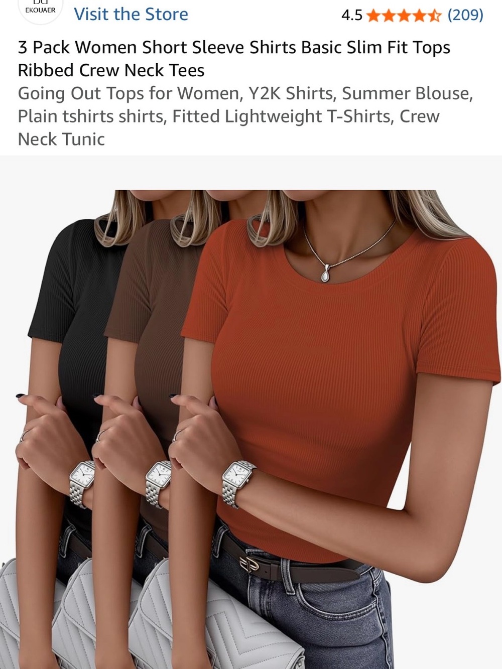 Women’s Large Ribbed Tee 3-Pack Crew Neck Short sleeve Fall Colors New *Flaw